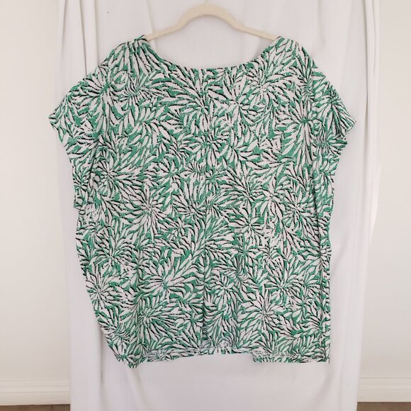 Emily Daniels Multicolor Green Floral Design Stretchy Shiny Flakes Plus Size 3X - Picture 11 of 15